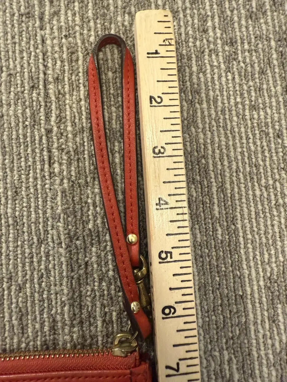 Coach Wristlet Womens One Size Brown Red Signature Canvas Leather Zip Pouch